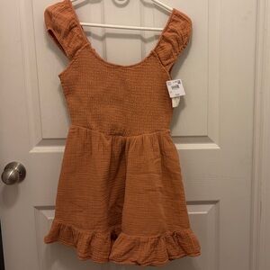 American Eagle Outfitters Ruffled Mini Dress in Terracotta